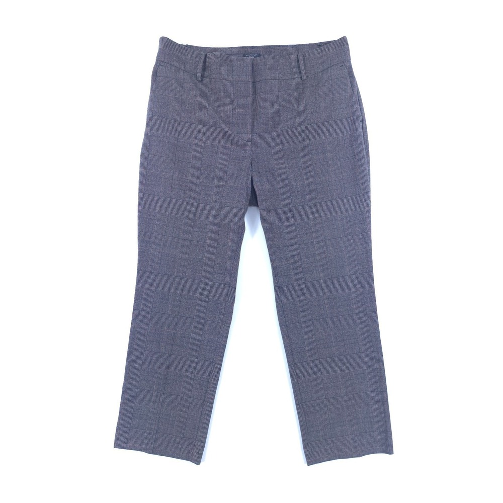 Ann Taylor Factory Womens Trousers 12P Grey Glen Plaid Straight Leg‎ Dress Pants
